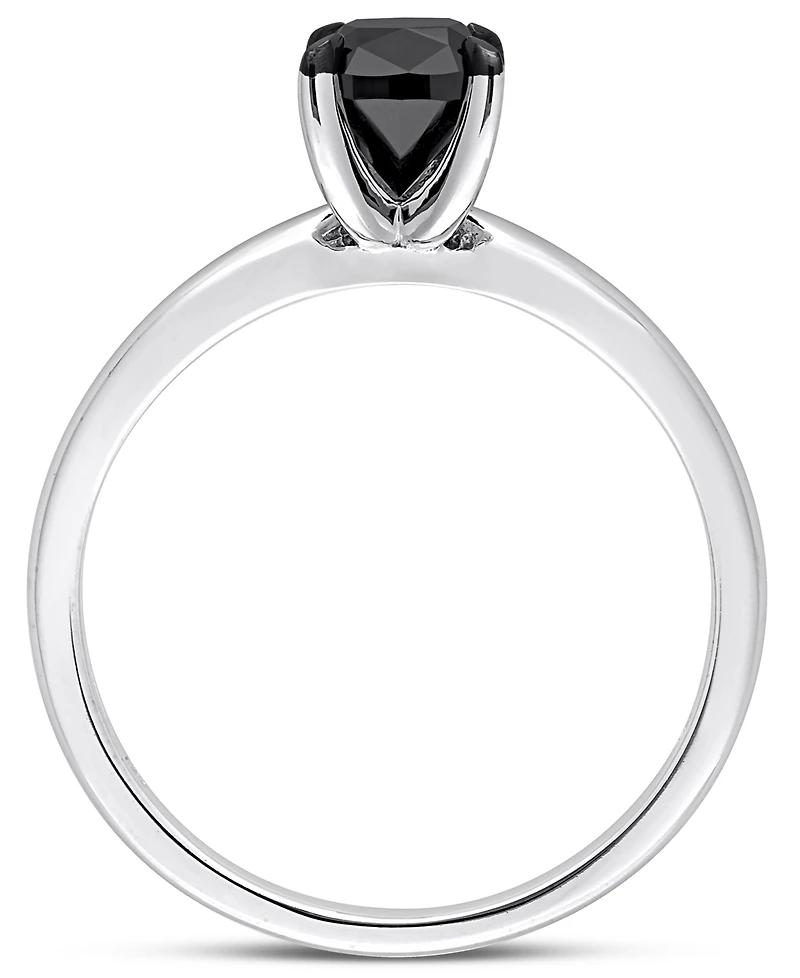 Macy's Cushion Cut Black Diamond Solitaire Engagement Ring (1 ct. t.w.) 14K White Gold