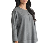 Jones New York Petite Long Sleeve Crew Neck Top