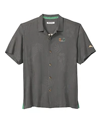 Tommy Bahama Men's Gray Miami Hurricanes Catch of the Day Camp IslandZone Button-Up Shirt