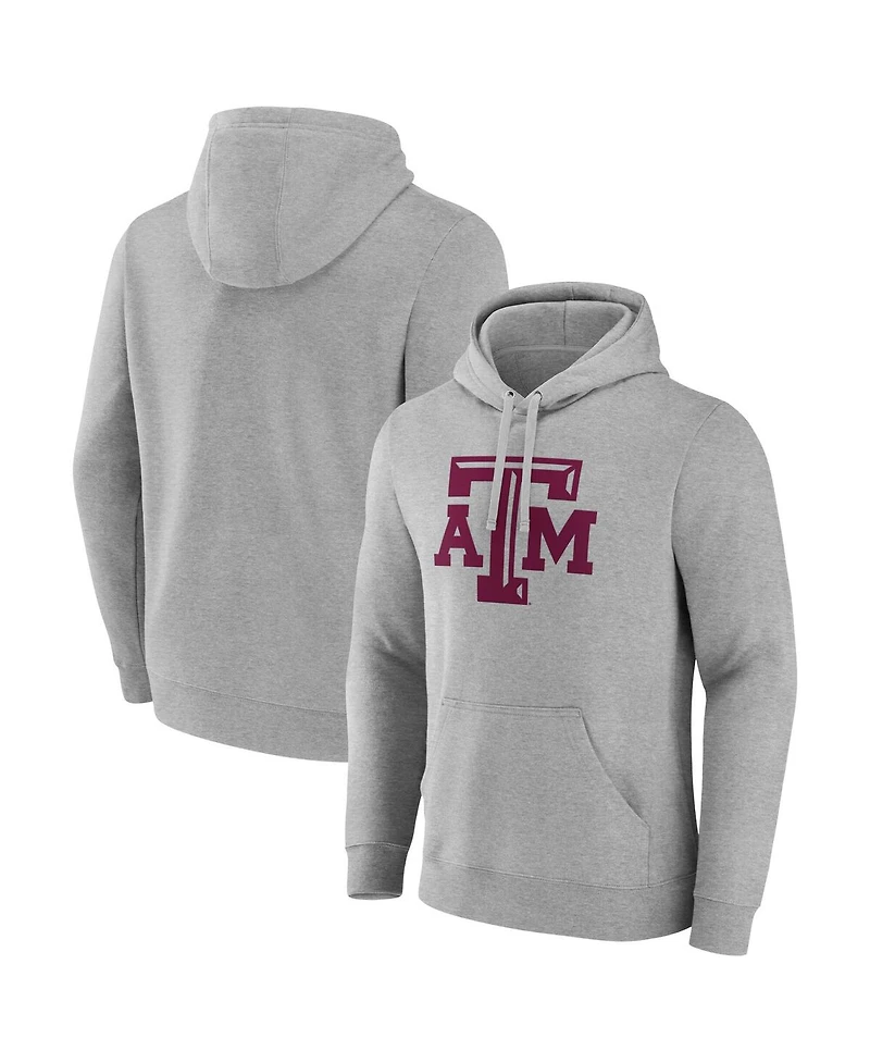Fanatics Men's Heather Gray Texas A M Aggies Applique Fleece Pullover Hoodie