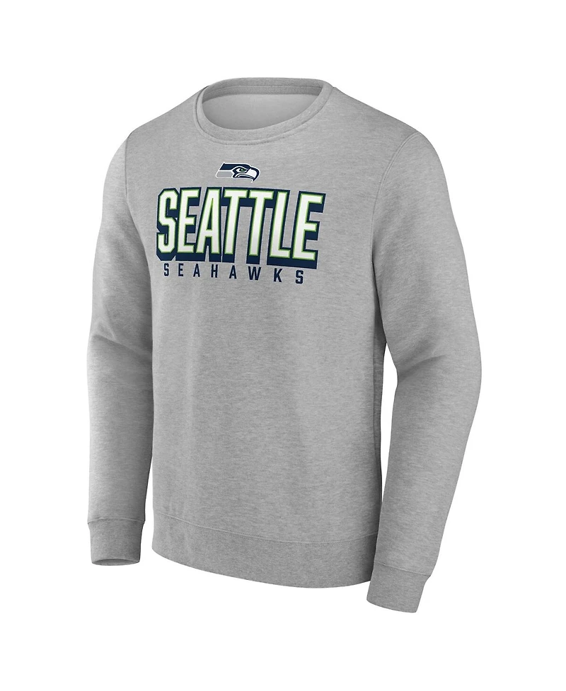 Fanatics Men's Heather Gray Seattle Seahawks Bold Move Pullover Sweatshirt