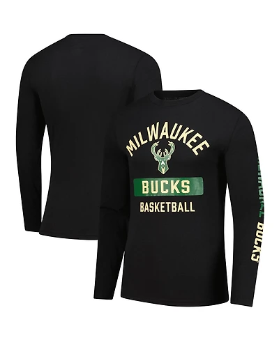 Fanatics Men's Black Milwaukee Bucks Long Sleeve T-Shirt