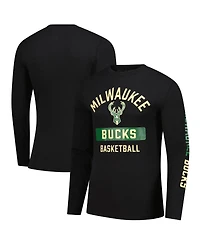 Fanatics Men's Black Milwaukee Bucks Long Sleeve T-Shirt