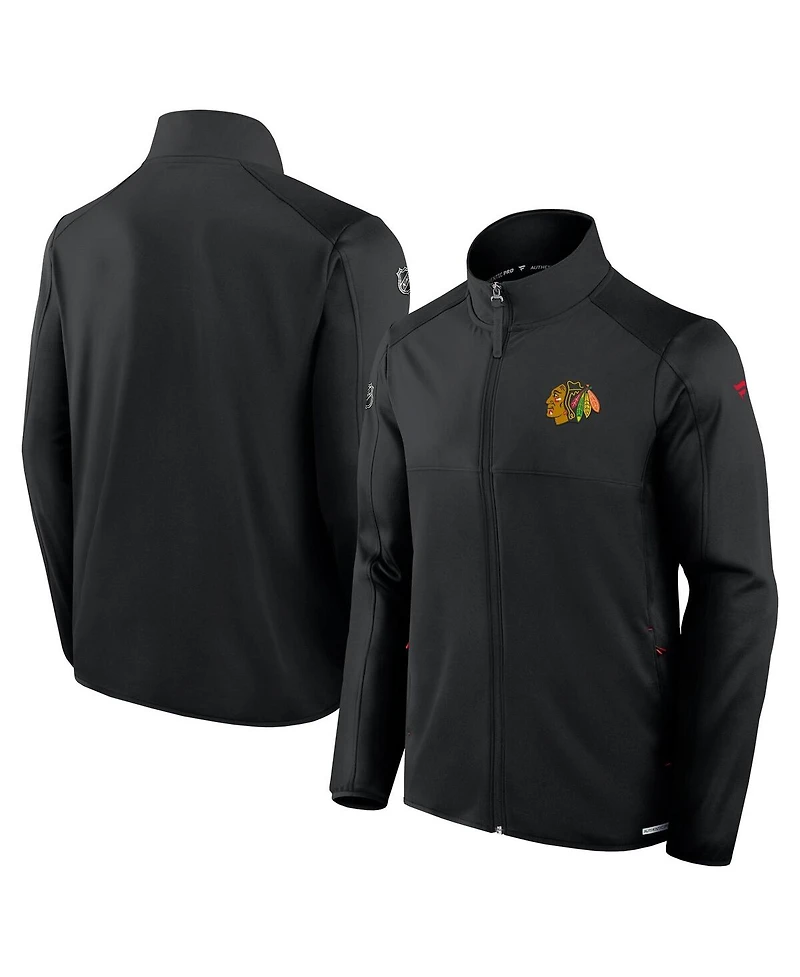 Fanatics Men's Black Chicago Blackhawks Authentic Pro Rink Fleece Full-Zip Jacket