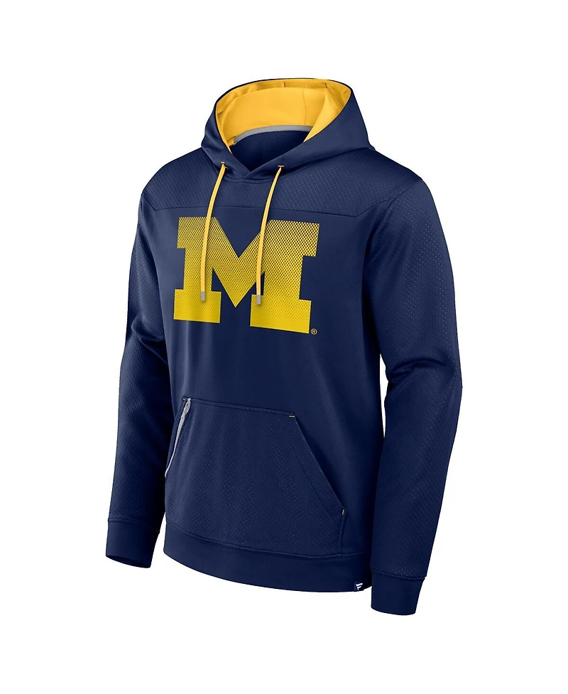 Fanatics Men's Navy Michigan Wolverines Defender Dot Faded Primary Pullover Hoodie