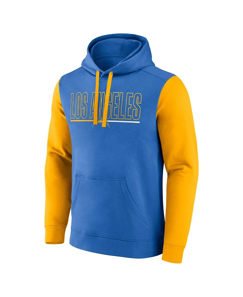 Fanatics Men's Powder Blue/Gold Los Angeles Chargers Outline Pullover Hoodie