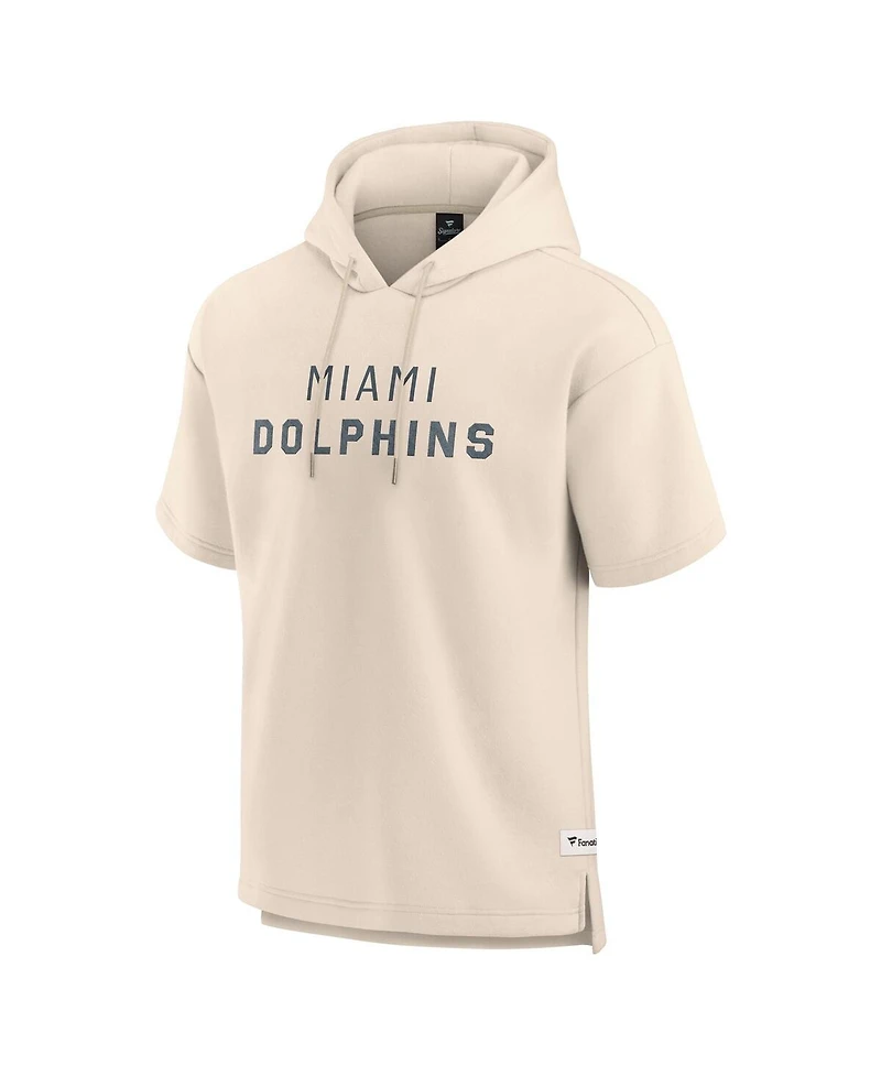 Fanatics Men's Cream Miami Dolphins Elements Future Ground Lettering Short Sleeve Pullover Hoodie