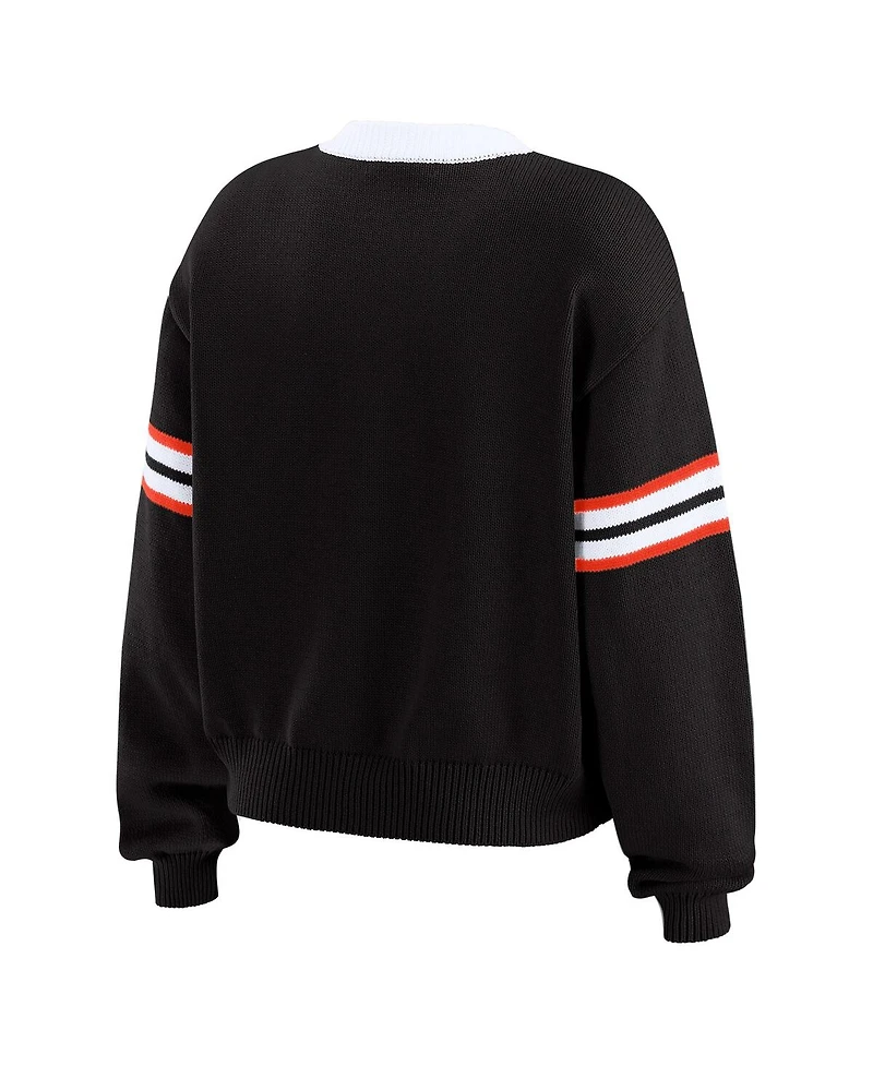 Wear by Erin Andrews Women's Black Cincinnati Bengals Lace-Up Sweater