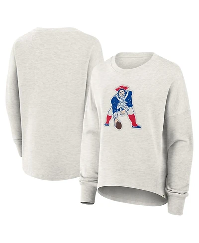 Fanatics Women's Heather Gray New England Patriots Oversized Hometown Pullover Sweatshirt