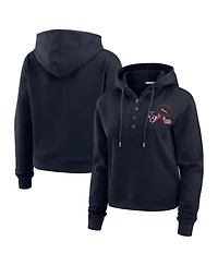 Wear by Erin Andrews Women's Navy Houston Texans Waffle Hoodie Pullover Top