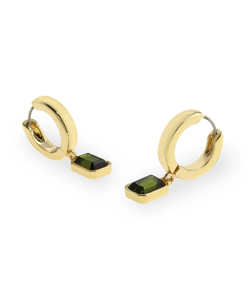 Steve Madden Olivine Gem Charm Huggie Earrings