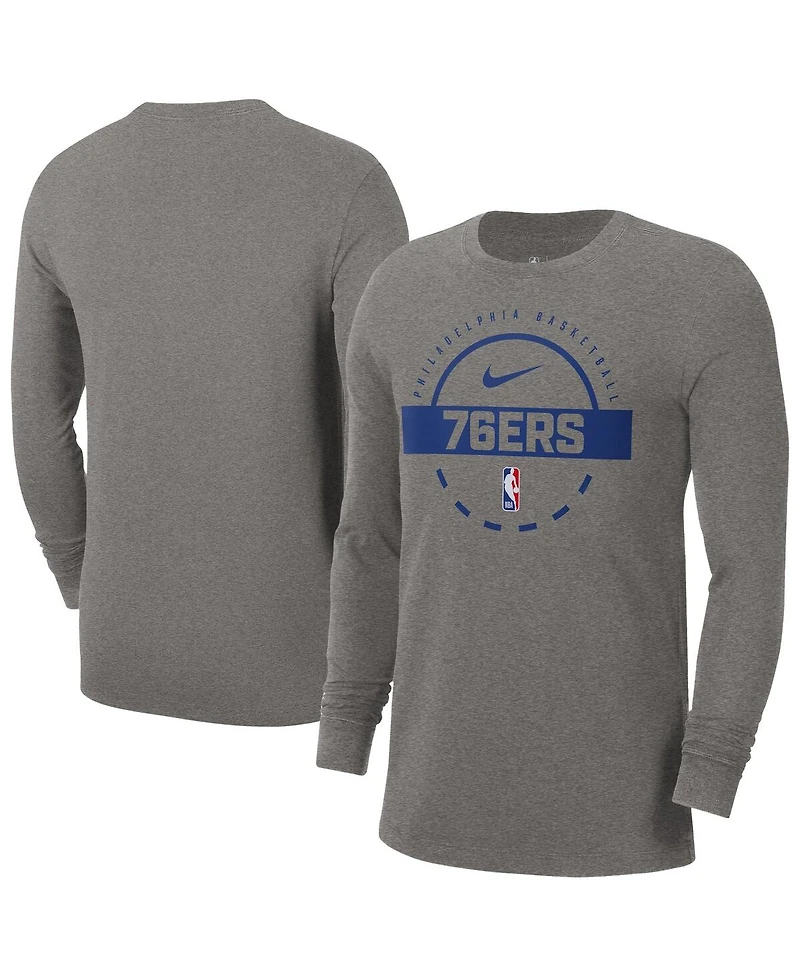 Nike Men's Charcoal Philadelphia 76ers Authentic Long Sleeve Practice T-Shirt