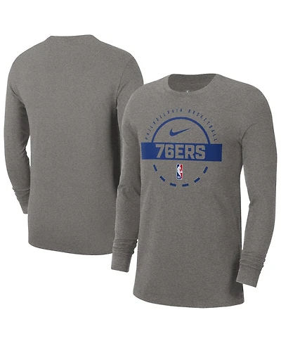 Nike Men's Charcoal Philadelphia 76ers Authentic Long Sleeve Practice T-Shirt