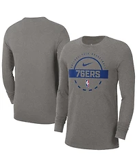 Nike Men's Charcoal Philadelphia 76ers Authentic Long Sleeve Practice T-Shirt