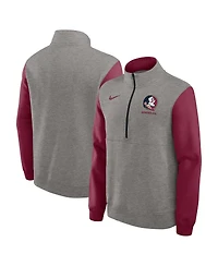 Nike Men's Heather Gray/Garnet Florida State Seminoles Club Fleece Half-Zip Pullover Sweatshirt