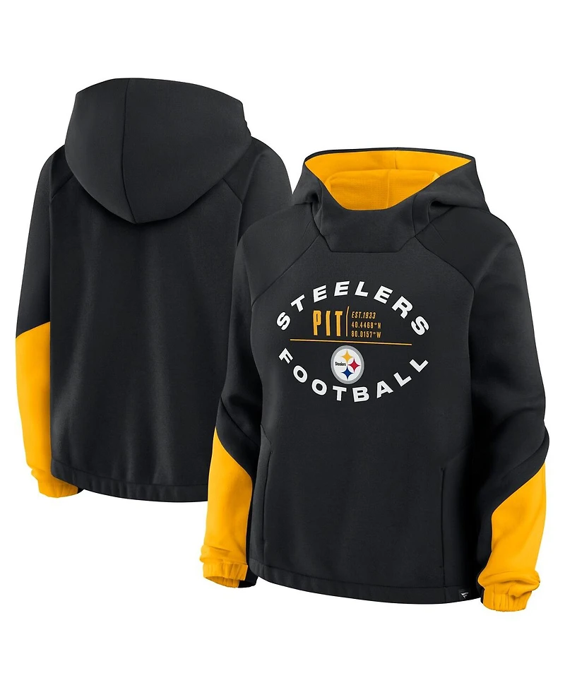 Fanatics Women's Black Pittsburgh Steelers Oversized Redzone Bubble Screen Pullover Hoodie