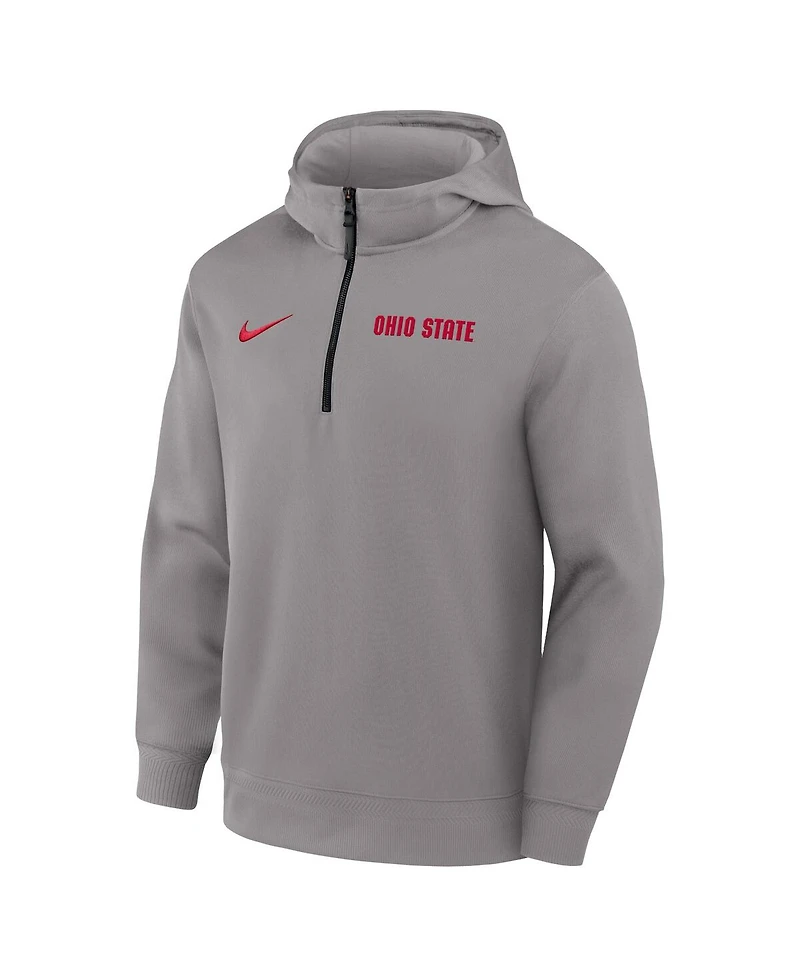 Nike Men's Gray Ohio State Buckeyes 2025 Coaches Premium Dri-fit Quarter-Zip Hoodie