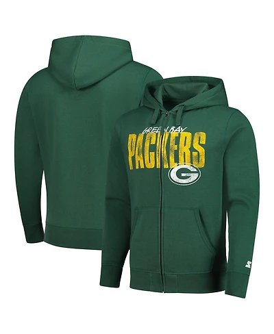 Starter Men's Green Bay Packers Distressed Classic Full-Zip Hoodie