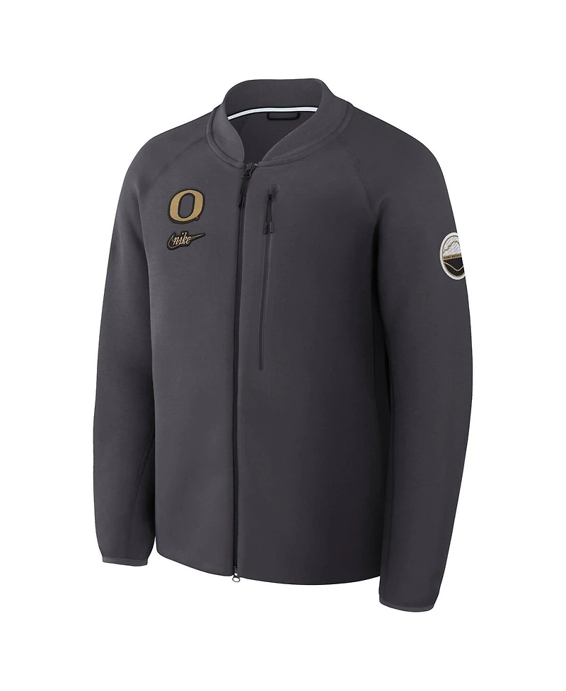 Nike Men's Anthracite Oregon Ducks Shoe Duck Tech Fleece Full-Zip Jacket