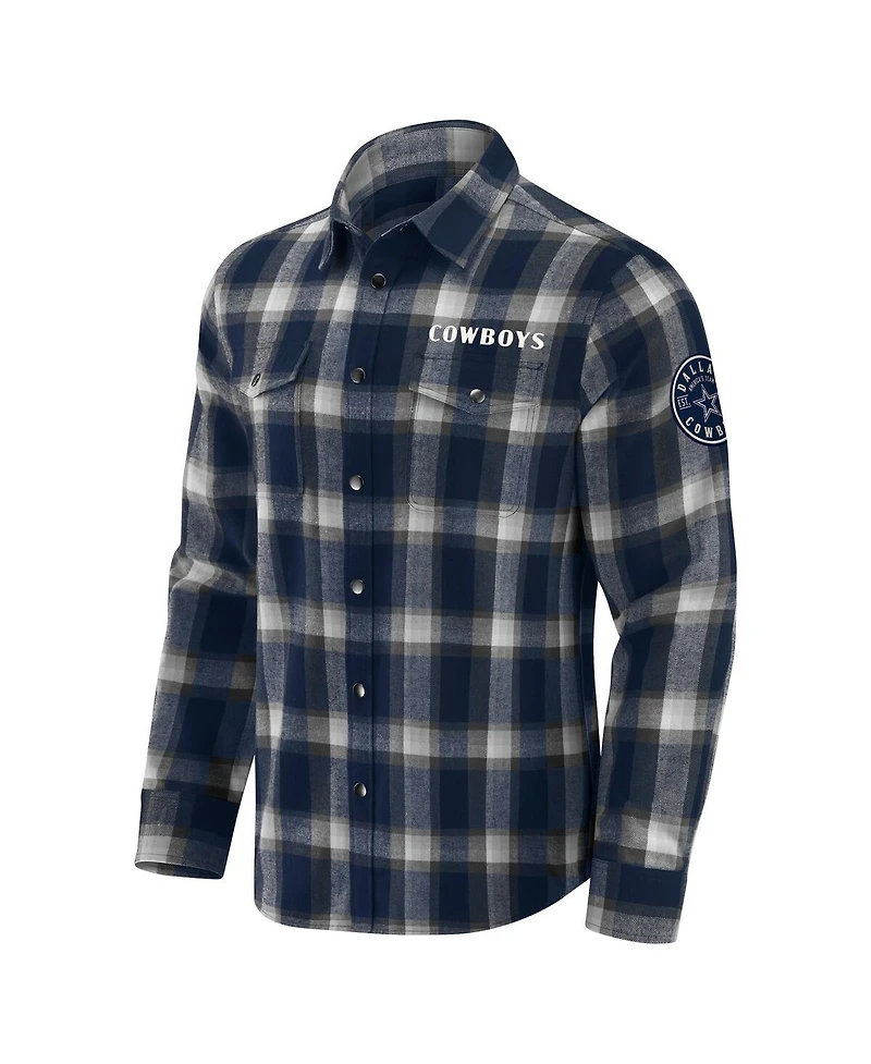 Darius Rucker Collection by Fanatics Men's Navy Dallas Cowboys Flannel Plaid Full-Snap Shirt