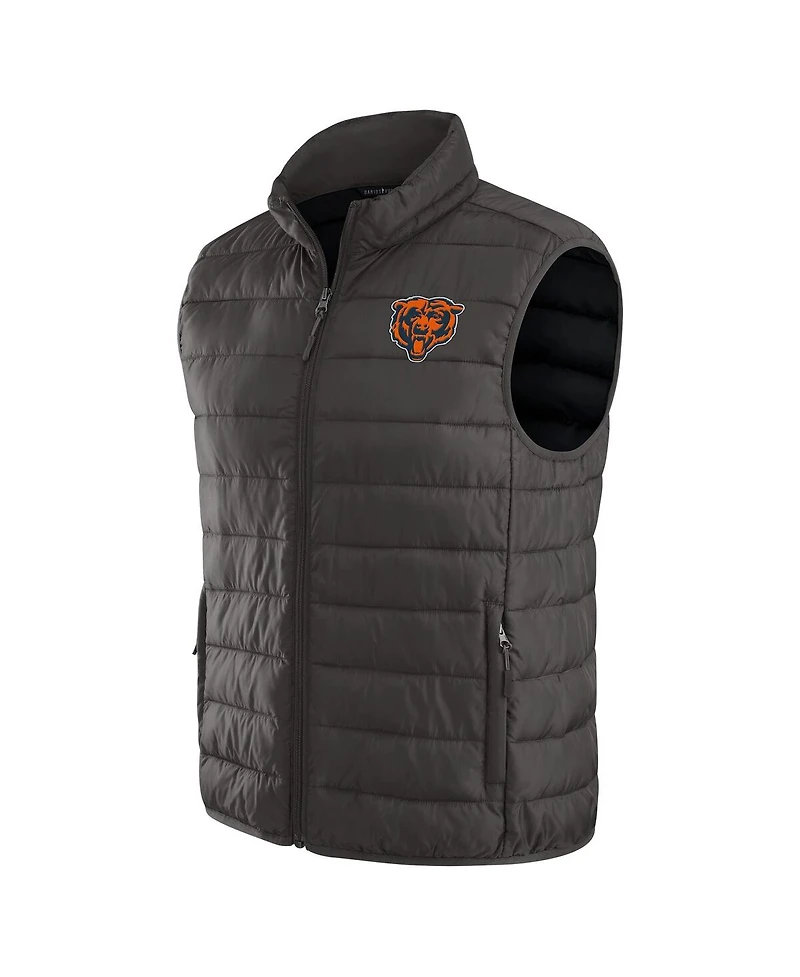 Darius Rucker Collection by Fanatics x Nfl Men's Gray Chicago Bears Packable Full-Zip Vest with Travel Bag