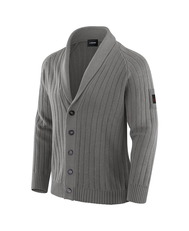 J. Palmer Men's Graphite Buffalo Bills the Playmaker Cardigan Raglan Sweater