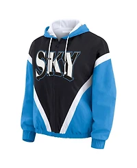 Wear by Erin Andrews Women's Blue/Black Chicago Sky Color Block Full-Zip Hoodie Windbreaker Jacket