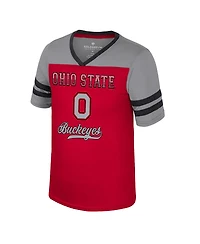 Colosseum Big Girls Scarlet Ohio State Buckeyes Princess Bubblegum Bling T-Shirt