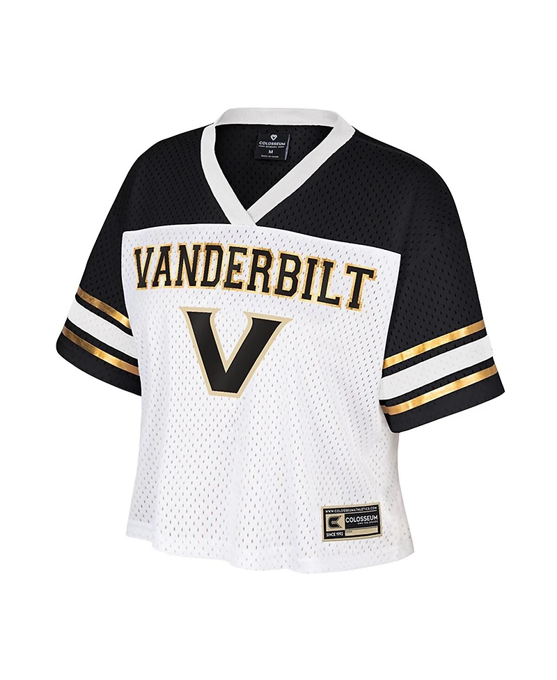 Colosseum Women's White Vanderbilt Commodores Treasure Cropped Football Jersey