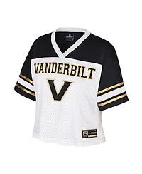 Colosseum Women's White Vanderbilt Commodores Treasure Cropped Football Jersey