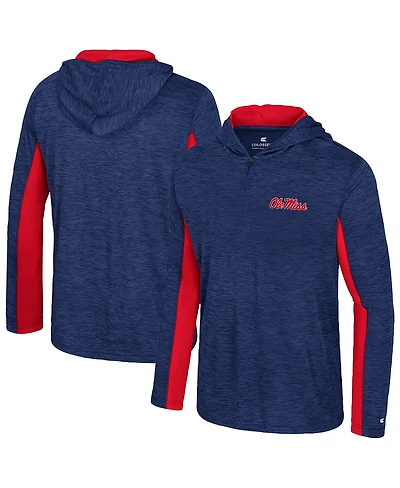 Colosseum Men's Navy Ole Miss Rebels Always Sunny Quarter-Zip Hoodie