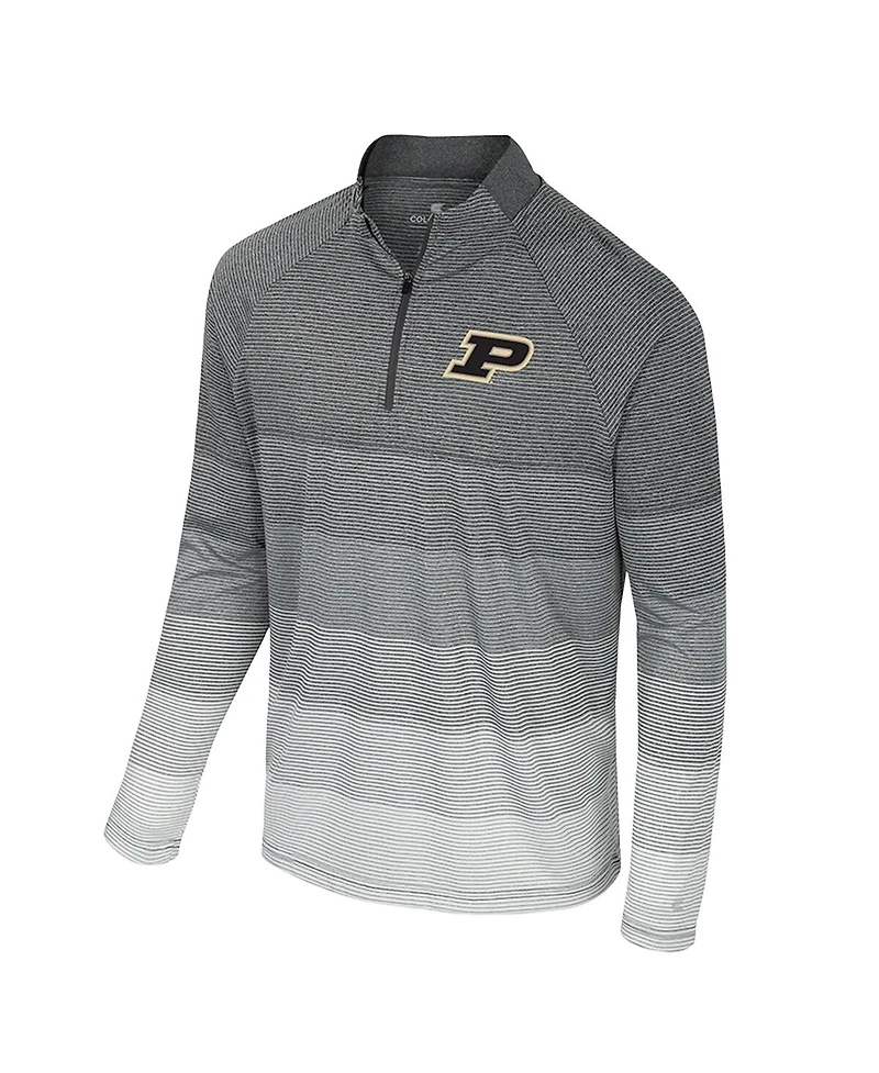 Colosseum Men's Gray Purdue Boilermakers Ai Striped Mesh Quarter-Zip Raglan Windshirt Jacket