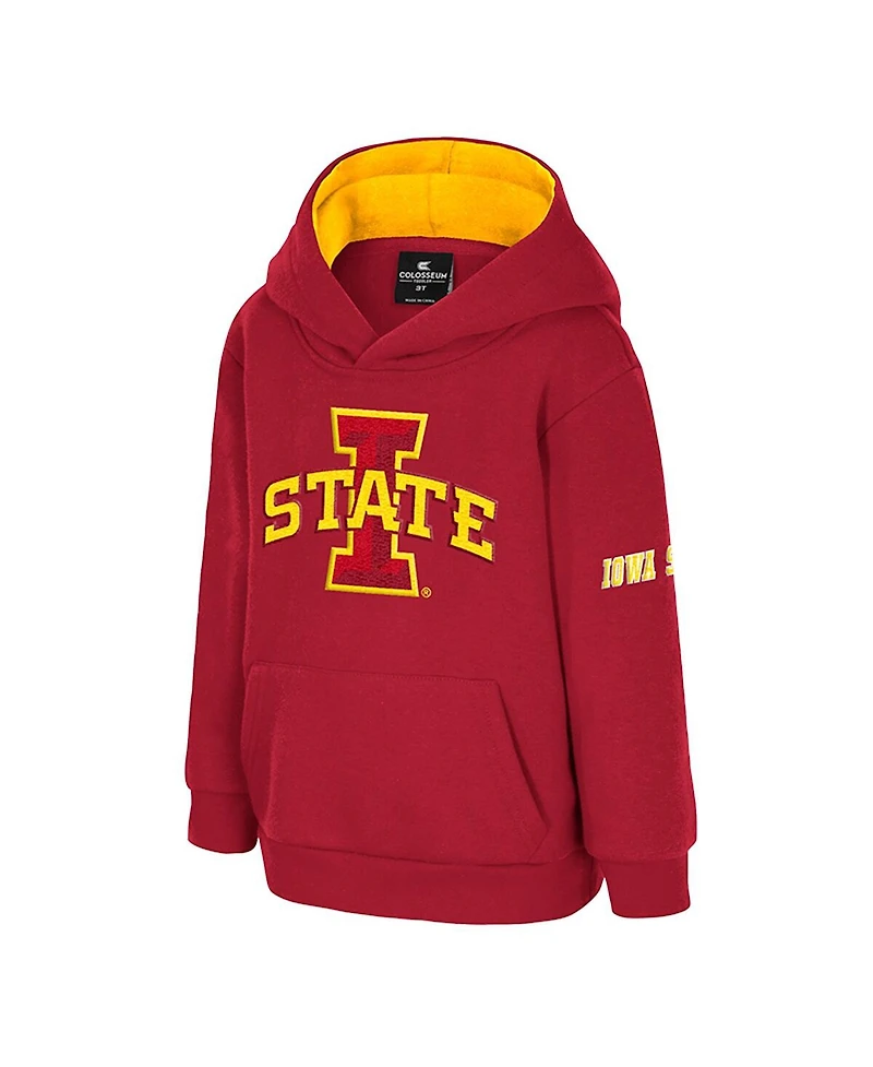 Colosseum Toddler Cardinal Iowa State Cyclones Big Logo Volume Fleece Pullover Hoodie