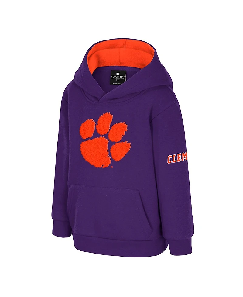 Colosseum Toddler Purple Clemson Tigers Big Logo Volume Fleece Pullover Hoodie