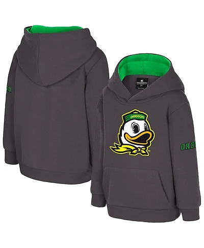 Colosseum Toddler Charcoal Oregon Ducks Big Logo Volume Fleece Pullover Hoodie