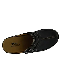 Spring Step Happy Multi-Strap Leather Slip-On Clogs with Buckle Detail and Removable Insole