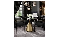 Morden Fort 47" Round Faux Marble Dining Set with 4 Dining Boucle Arm Chairs for Kitchen, Dining Room