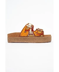 Prologue Shoes Bobby Beaded Straw Platform Slide Sandal (Women)