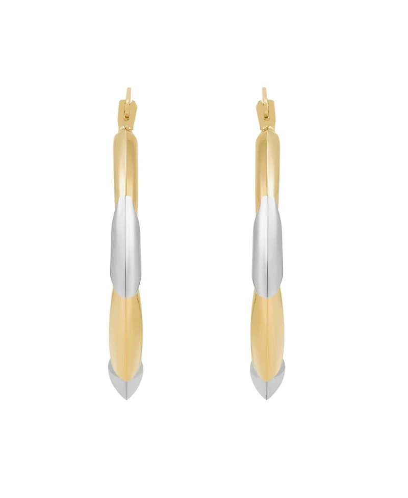Macy's Polished Round Back to Back Rhodium Hoop Earrings in 10K Yellow Gold