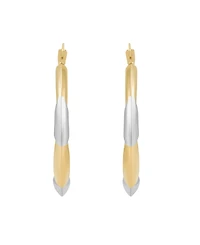 Macy's Polished Round Back to Back Rhodium Hoop Earrings in 10K Yellow Gold
