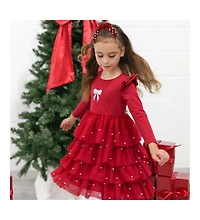 Sweet Wink Toddler Girls Christmas Pearl Long Sleeve Tutu Dress