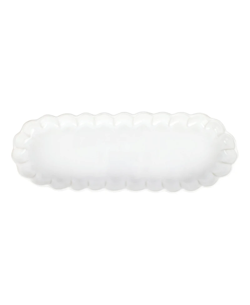 Vietri Incanto Stone White Ruffle Oval Tray