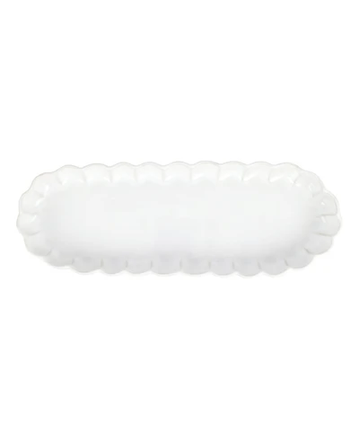 Vietri Incanto Stone White Ruffle Oval Tray