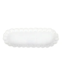 Vietri Incanto Stone White Ruffle Oval Tray