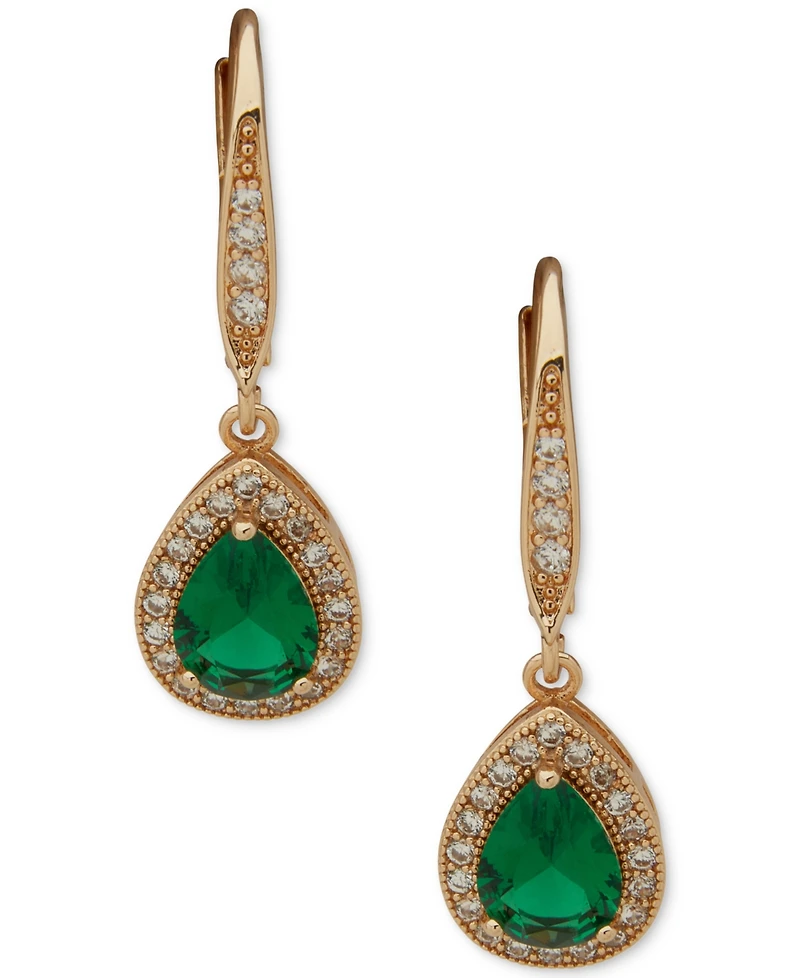 Anne Klein Cubic Zirconia Gold-Tone Pear Drop Earrings