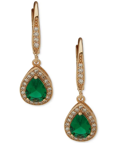 Anne Klein Cubic Zirconia Gold-Tone Pear Drop Earrings