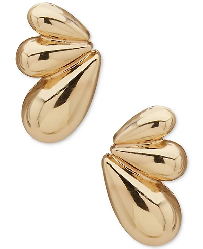 Anne Klein Gold-Tone Puffy Fan Button Earrings