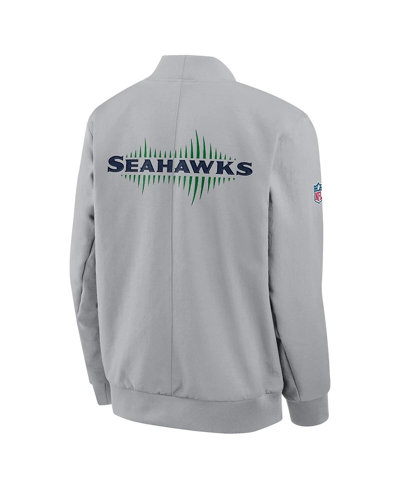 Nike Men's Wolf Gray Seattle Seahawks 2025 Rivalries Collection Sideline Full-Zip Bomber Jacket