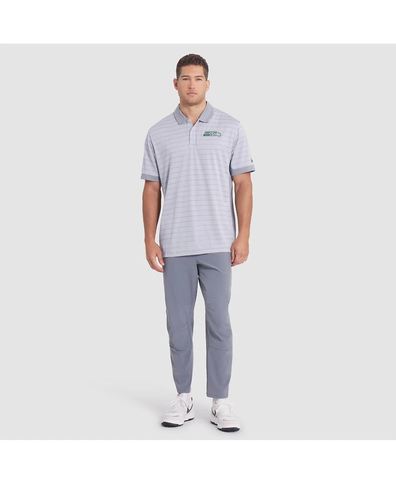 Nike Men's Wolf Gray Seattle Seahawks 2025 Rivalries Collection Sideline Victory Striped Dri-fit Polo Shirt