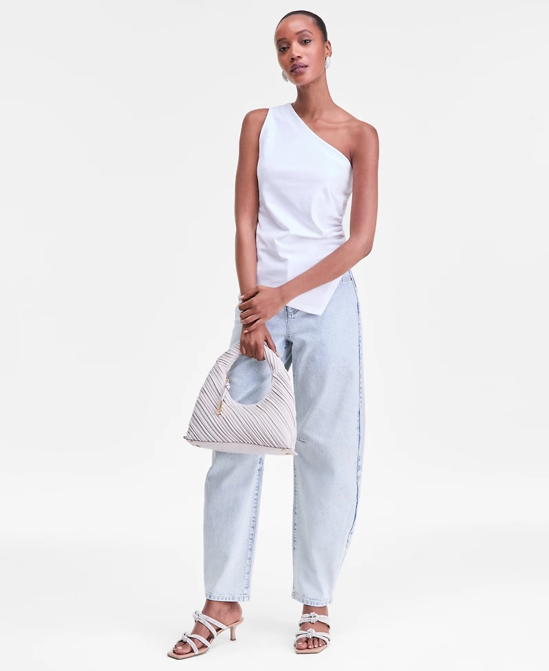 I.n.c. International Concepts Women's One-Shoulder Asymmetrical Cotton Tank Top, Macy's Exclusive